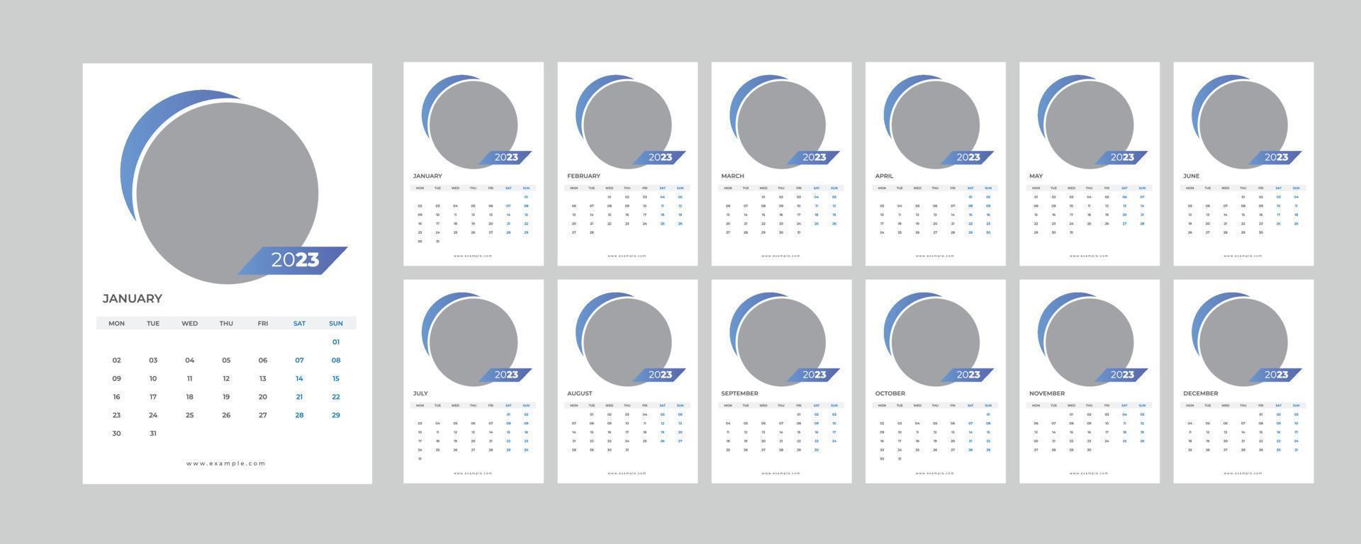 Wall Calendar 2023. vector
