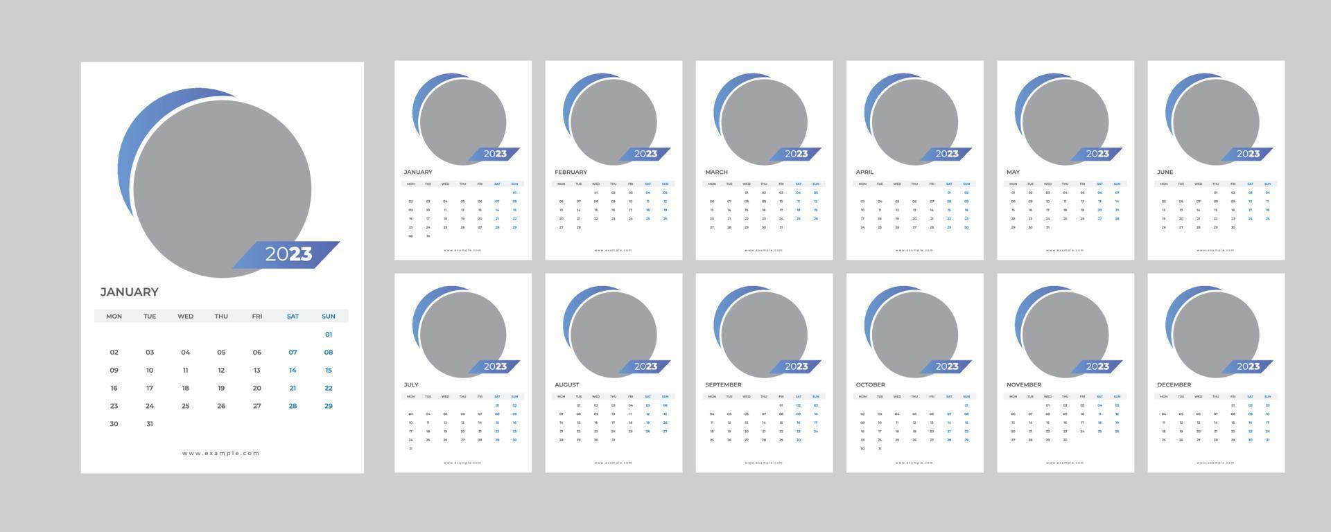 calendario de pared 2023. vector