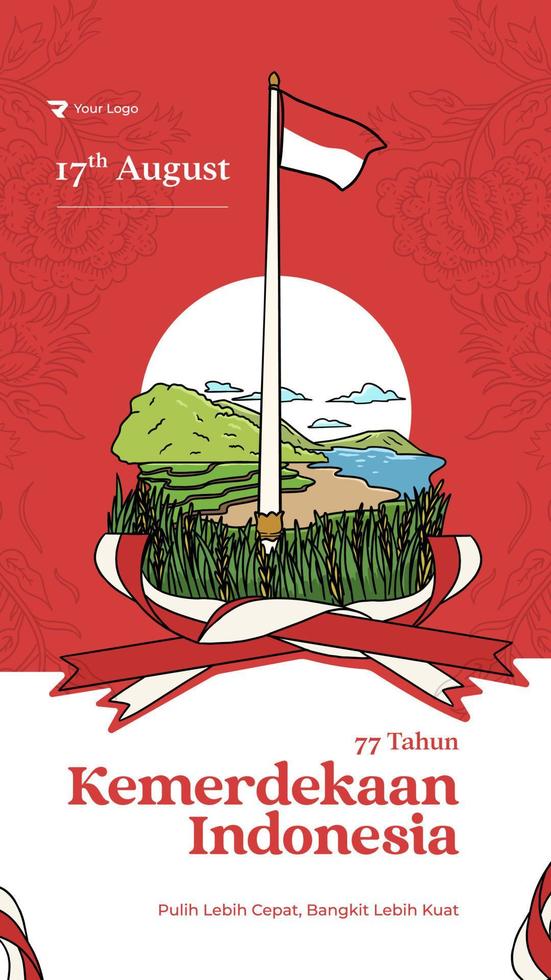 Happy independence day of indonesia vector handdrawn illustration