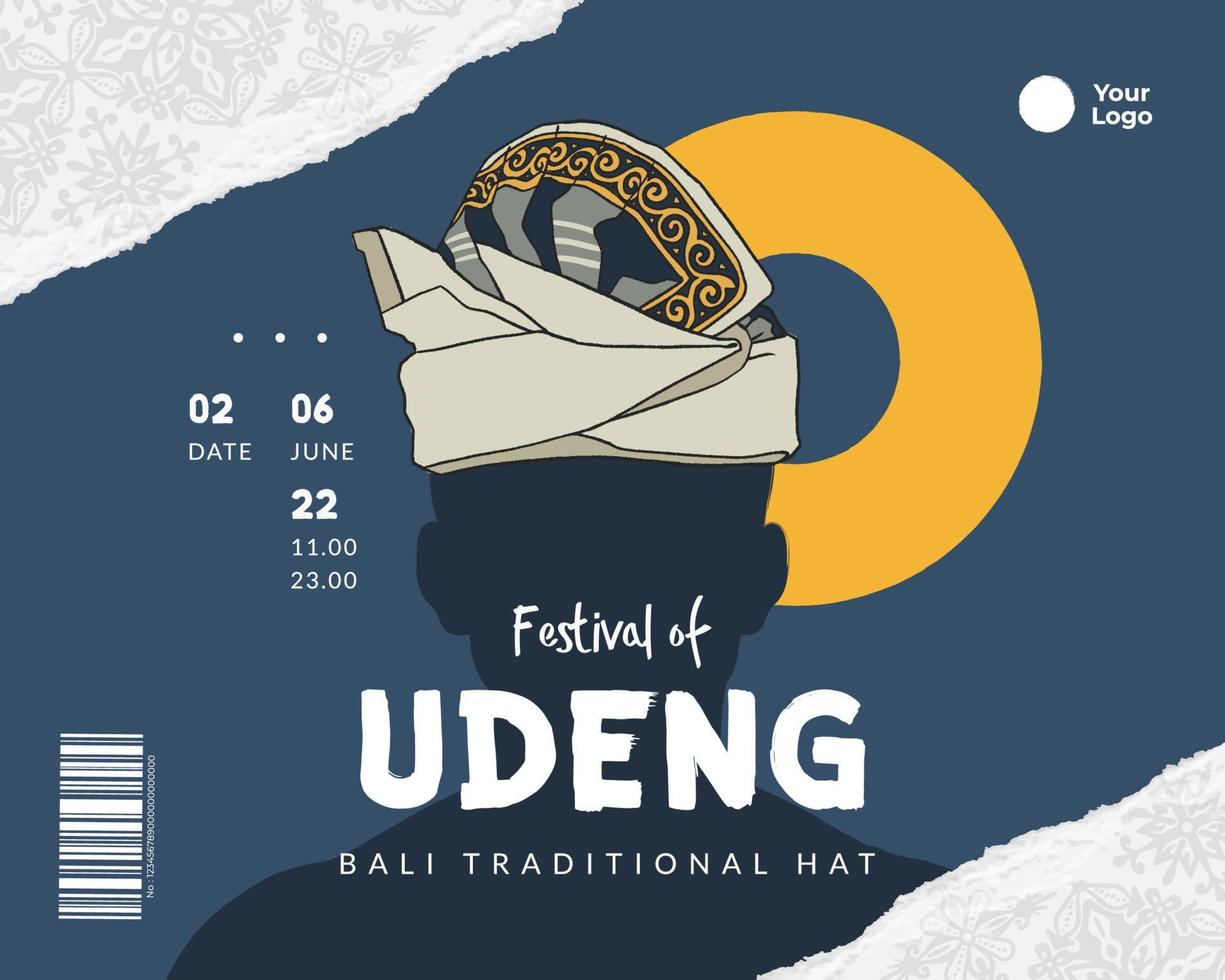 balinese traditional hat hand drawn illustration called udeng indonesia culture design inspiration vector