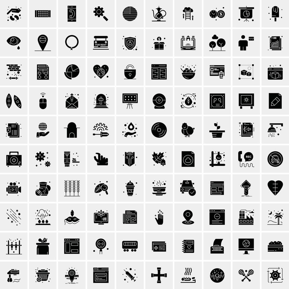 Set of 100 Universal Solid Icons vector