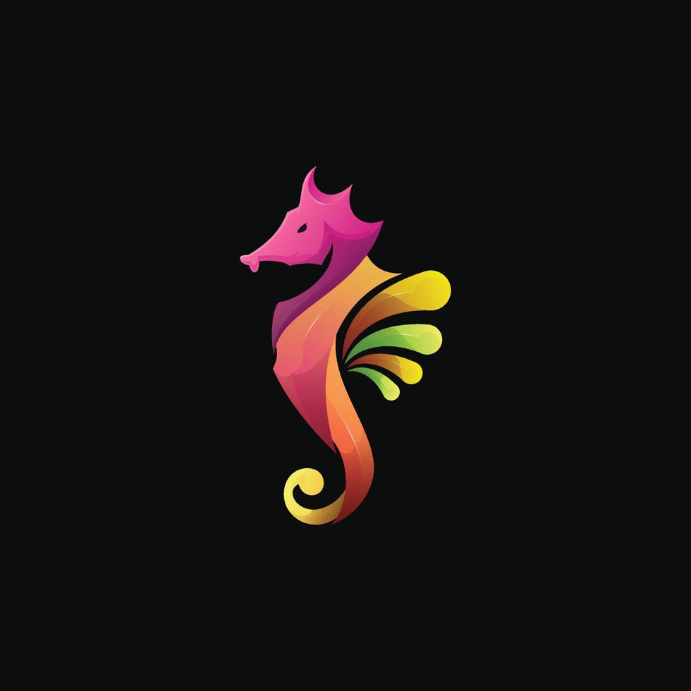 Seahorse gradient logo vector design