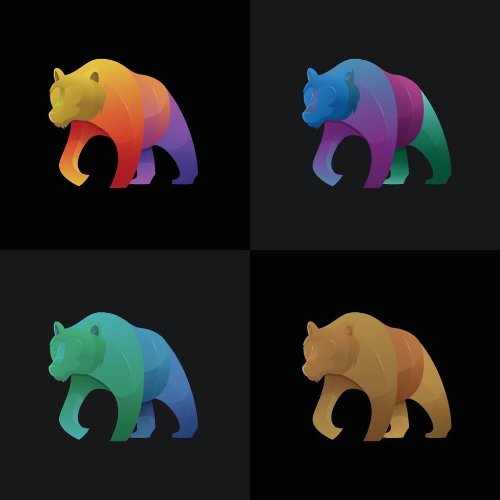 diseño de vector de logotipo de oso degradado