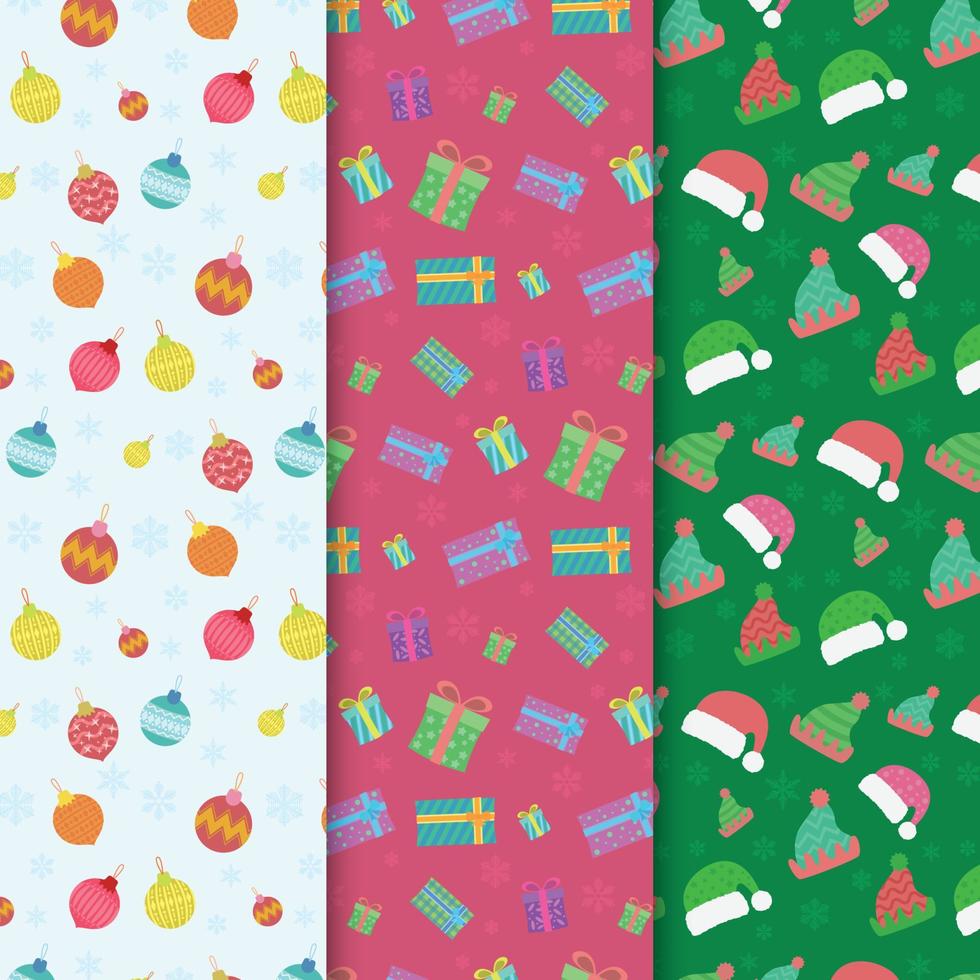 Christmas hand drawn flat pattern collection vector