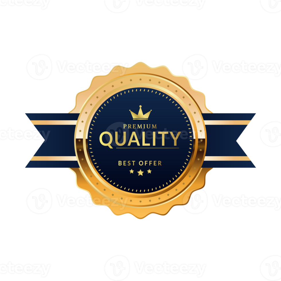 Premium Quality badge With Blue and Gold color png