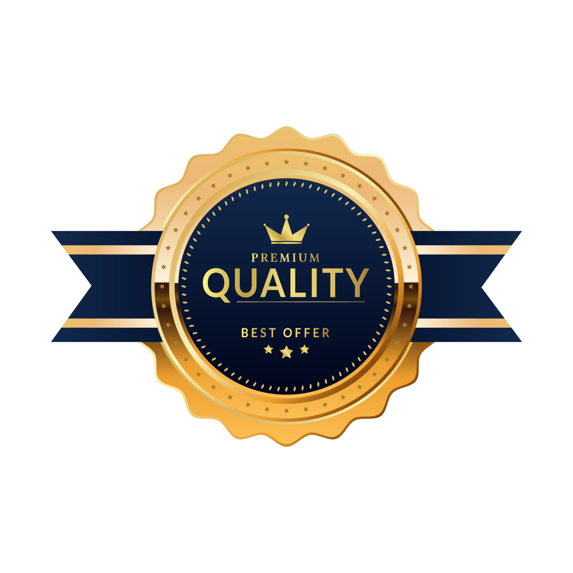 Premium Quality Badge With Blue And Gold Color 13195630 Png