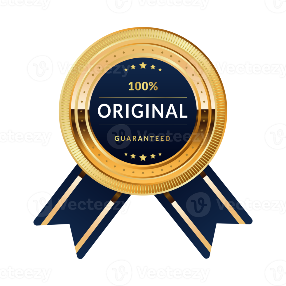 Premium Quality badge With Blue and Gold color png