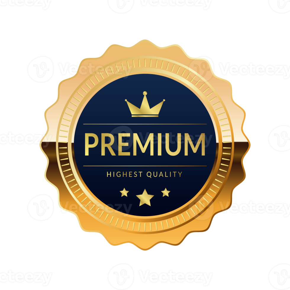 distintivo de qualidade premium com cor azul e dourado png