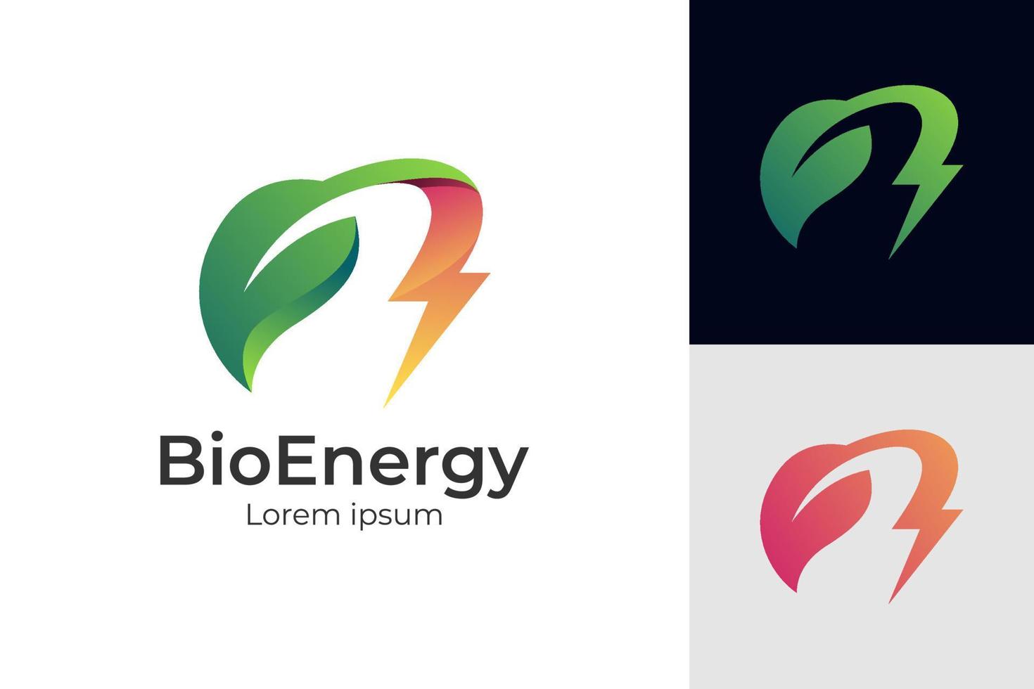 Diseño de elementos de símbolo de vector de logotipo eléctrico de hoja natural con hoja verde y concepto de icono de rayo para plantilla de logotipo eléctrico de energía natural