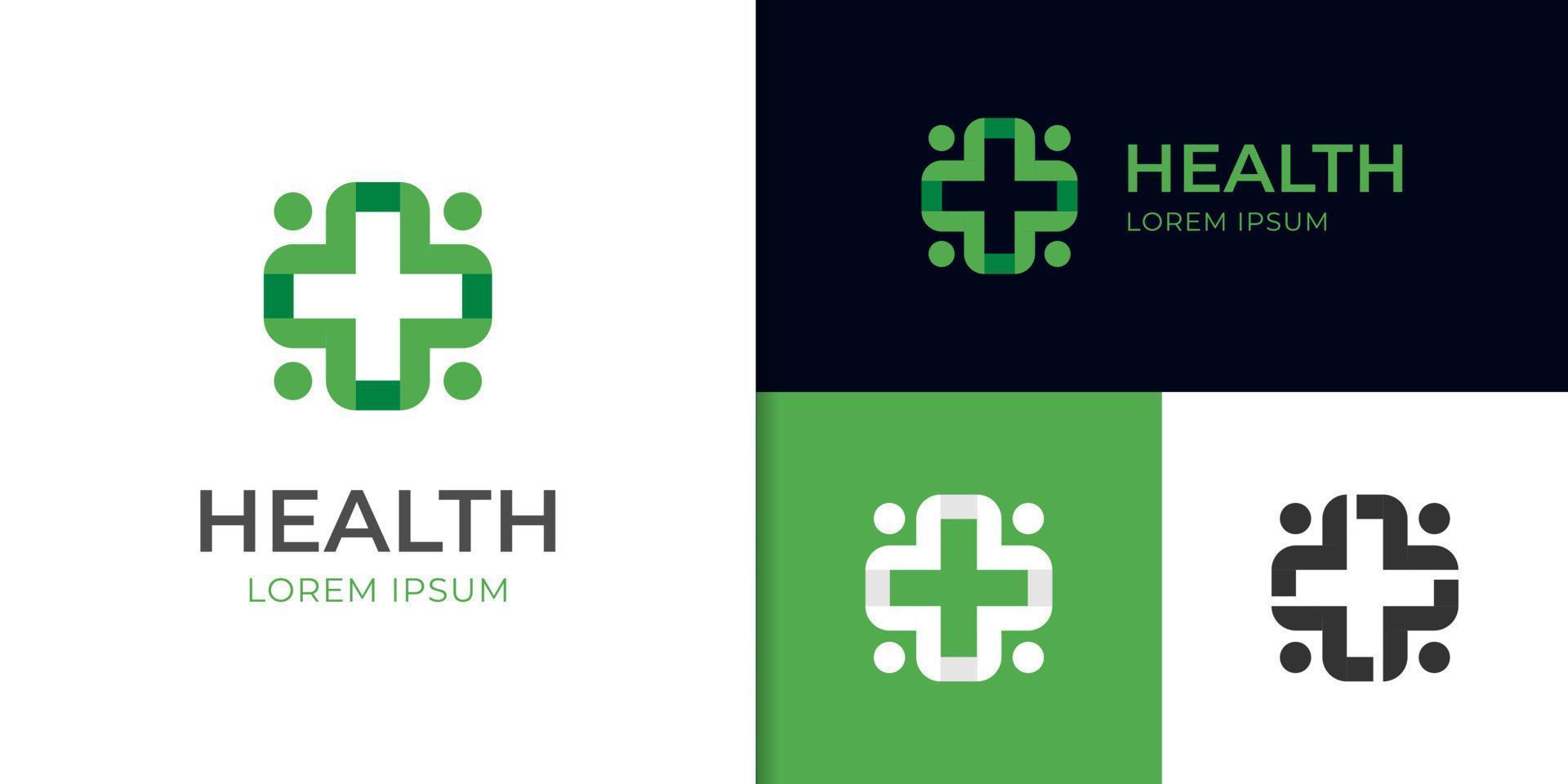 people team Health Care Logo element, Medical clinic center logo icon design, pharmacy symbol vector