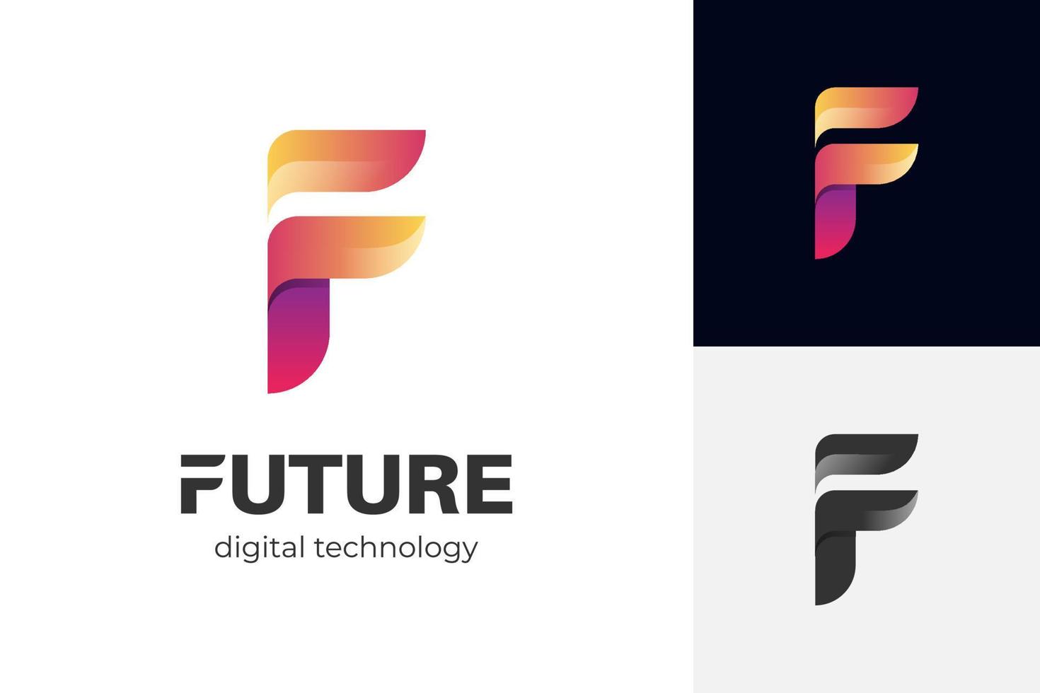 diseño abstracto del icono del logotipo de la letra f para una futura empresa de tecnología vector