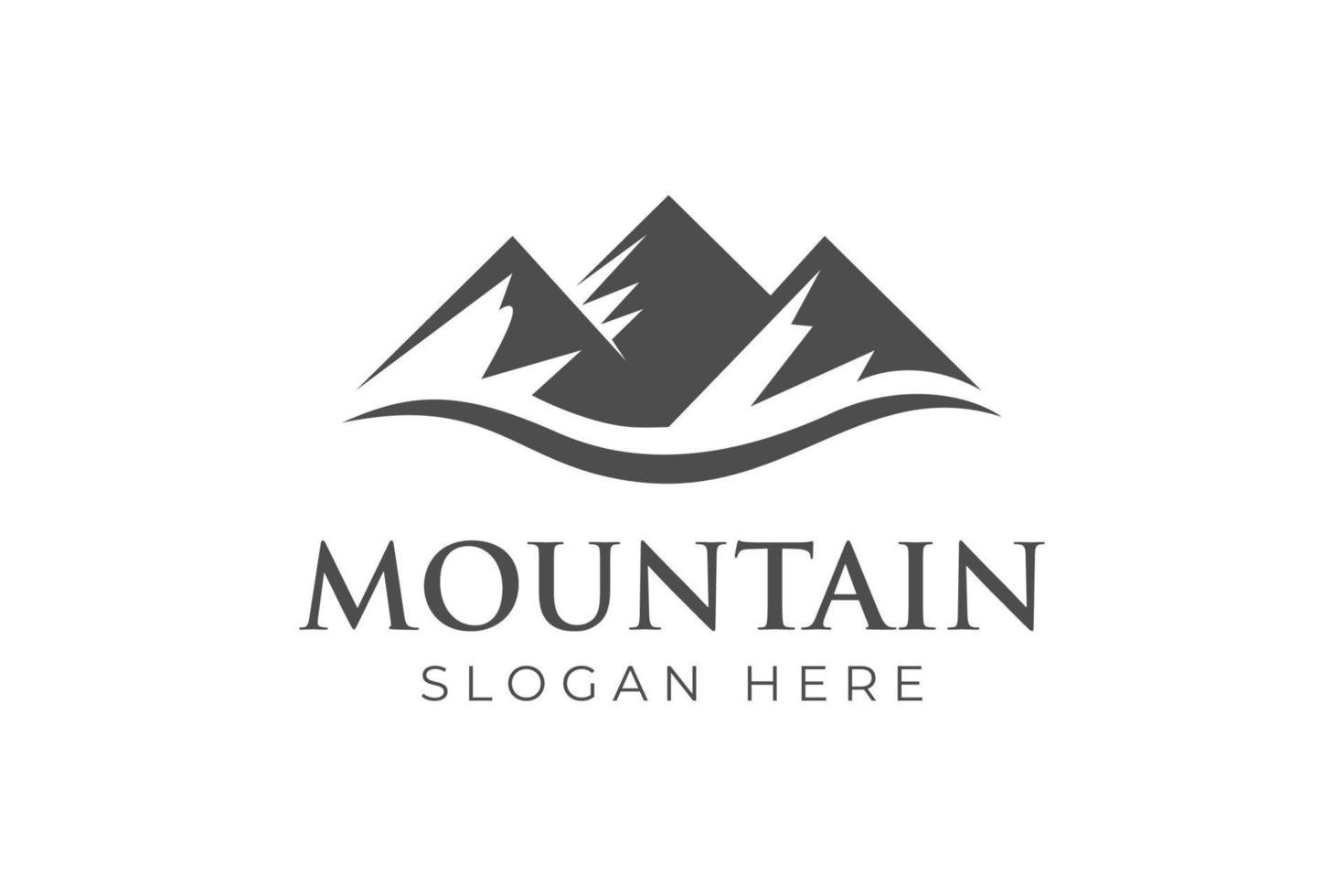 diseño de logotipo al aire libre de montaña negra, picos de montaña, diseño de logotipo de aventura hipster inspiración vector símbolo icono diseño de elementos