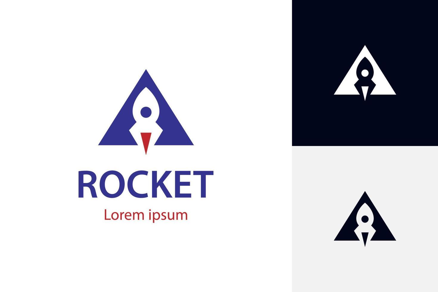 rocket launch with triangle logo icon design, letter A with rocket logo template vector illustration