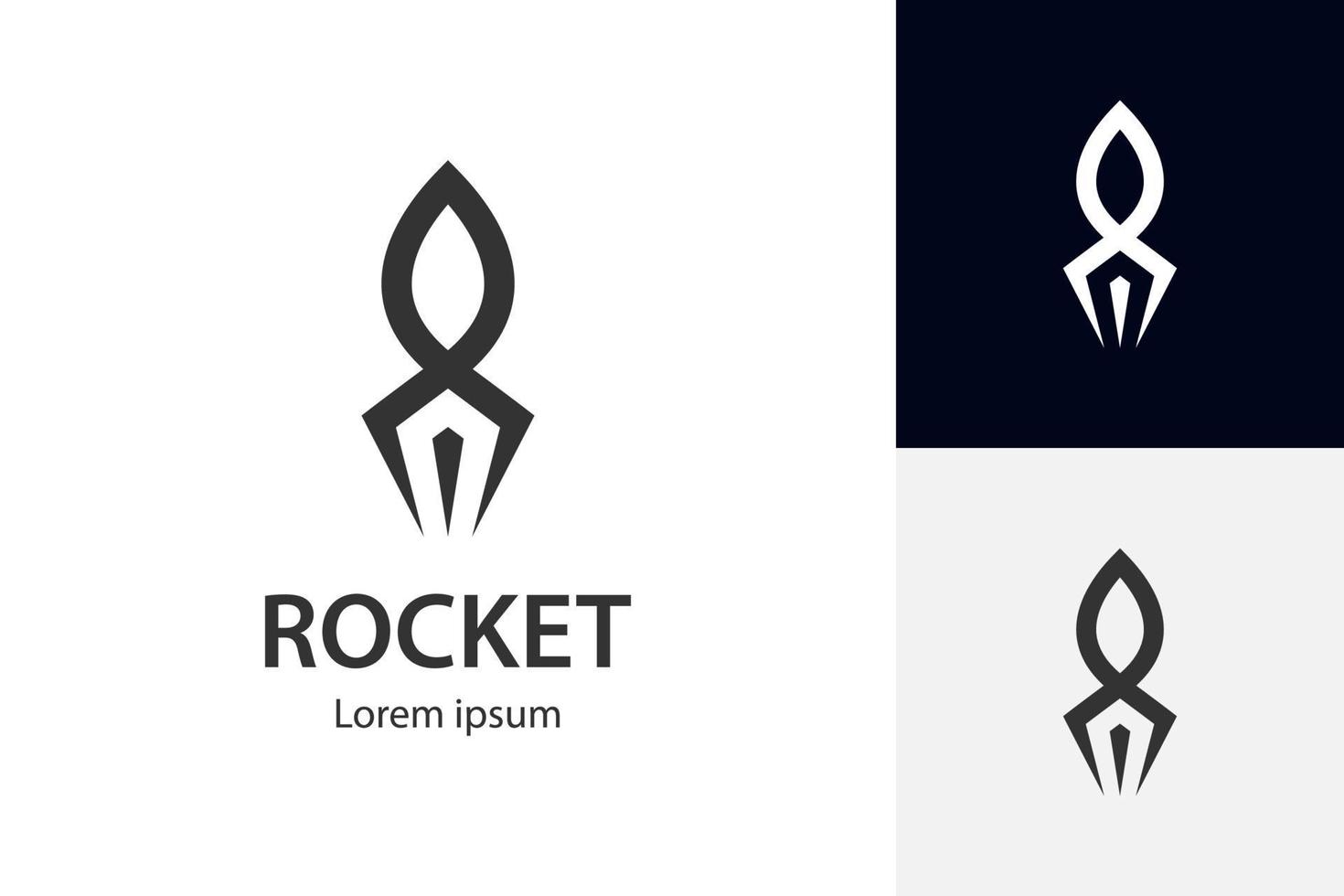 diseño de logotipo de lanzamiento de cohete de flecha simple, elemento de logotipo de nave espacial, cohete de línea vectorial para icono de inicio vector
