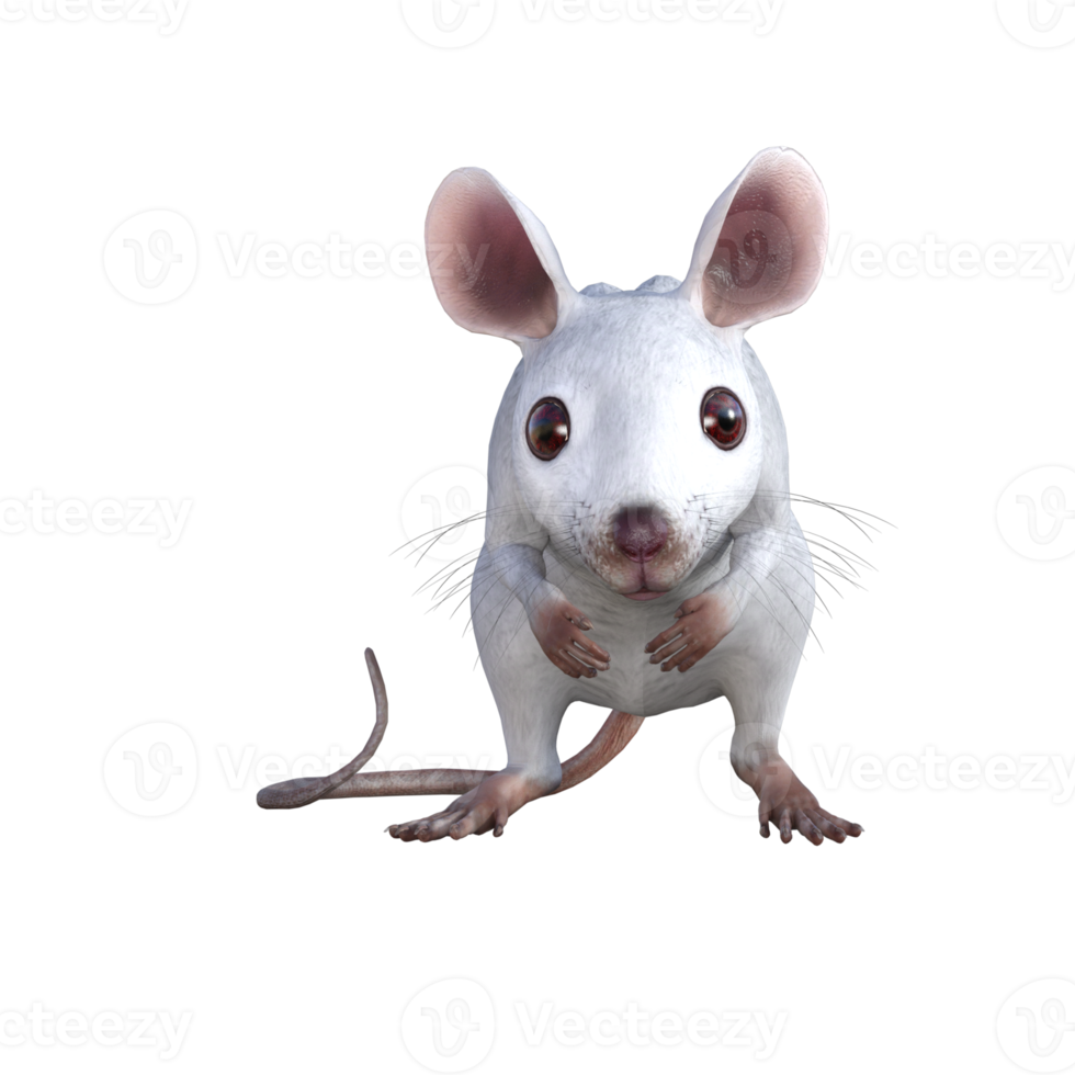 White Mouse 3d rendering png