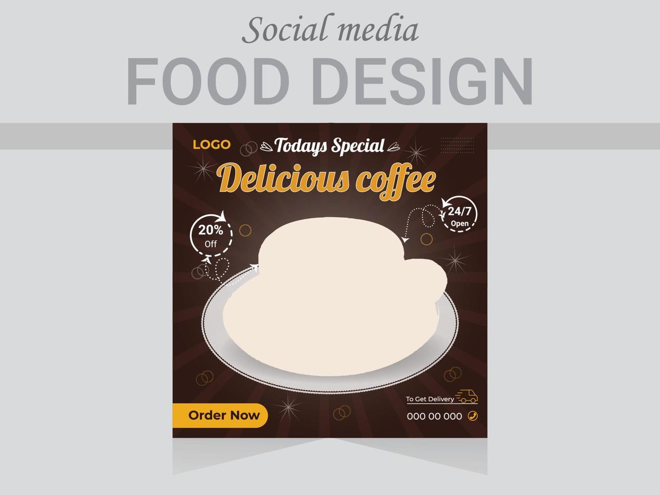 plantilla de diseño de alimentos para publicaciones en redes sociales, diseño de diseño de afiches web vectoriales. vector