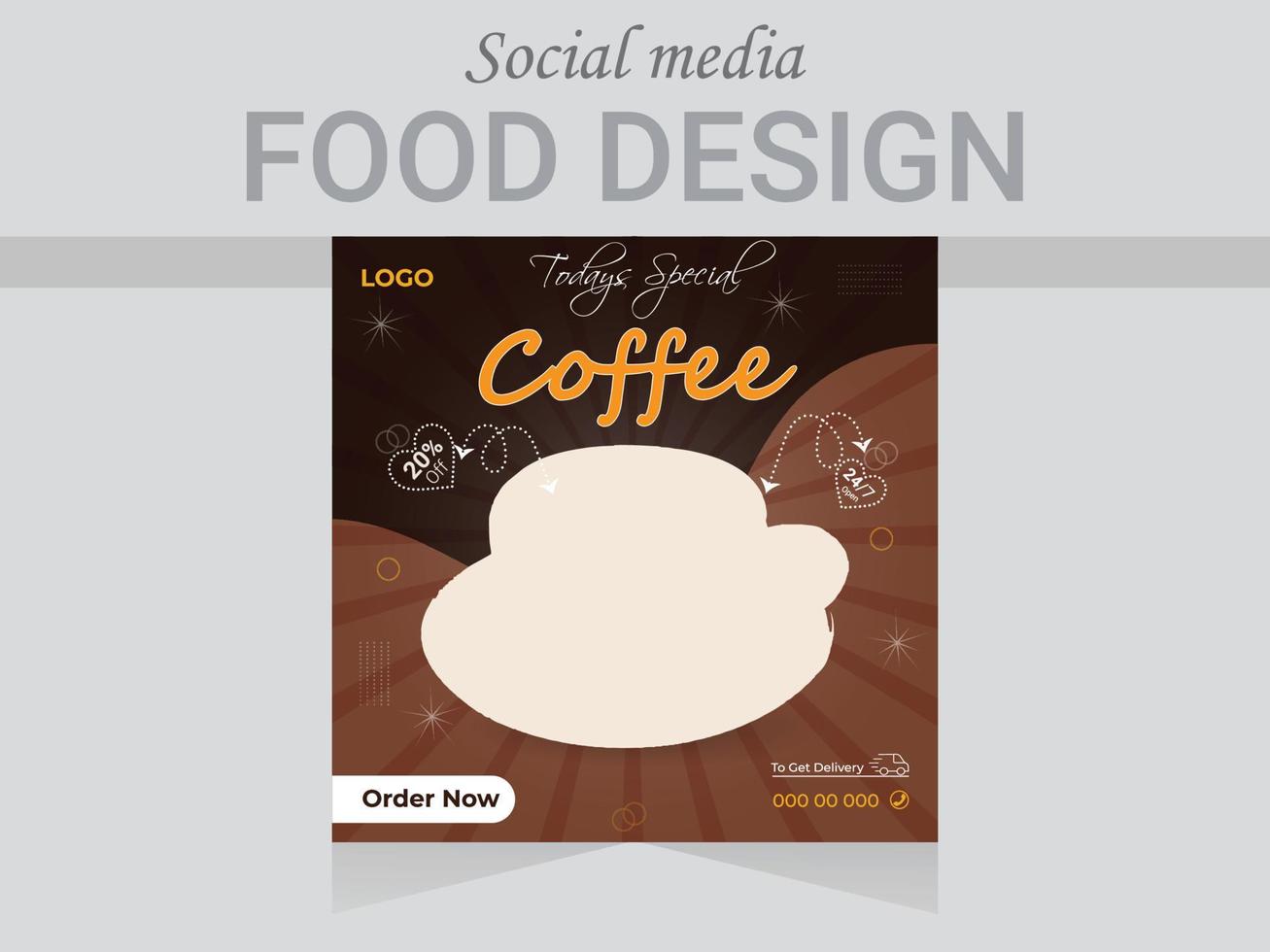 Social Media Post food design template, vector web poster design layout.