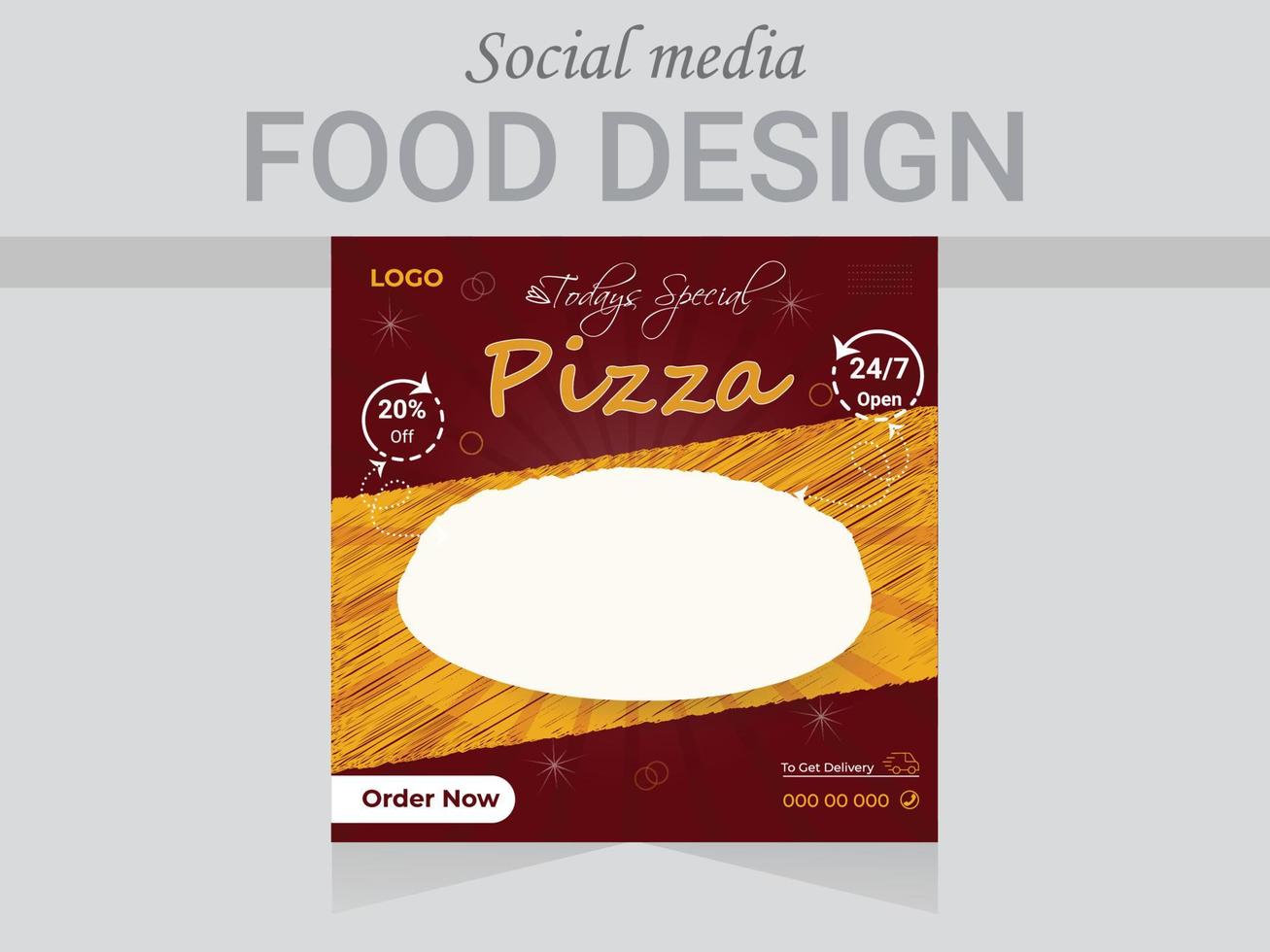 Social Media Post food design template, vector web poster design layout.