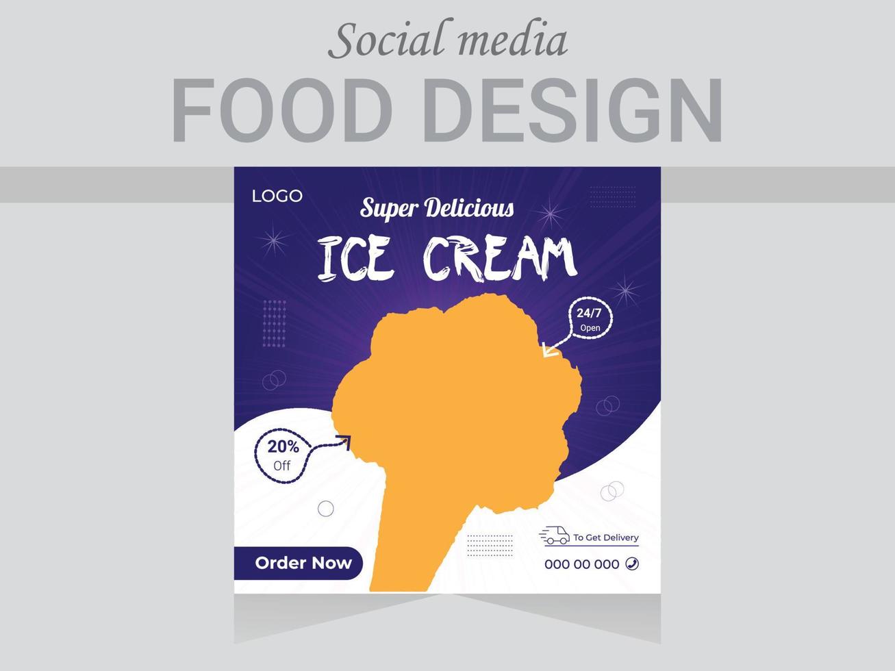 Social Media Post food design template, vector web poster design layout.