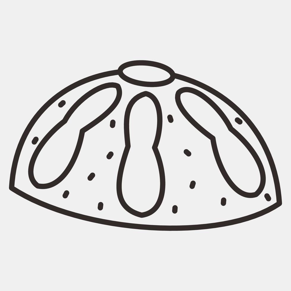 icono pan de muerto. elementos de celebración del día de los muertos. iconos en estilo de línea. bueno para impresiones, carteles, logotipos, decoración de fiestas, tarjetas de felicitación, etc. vector