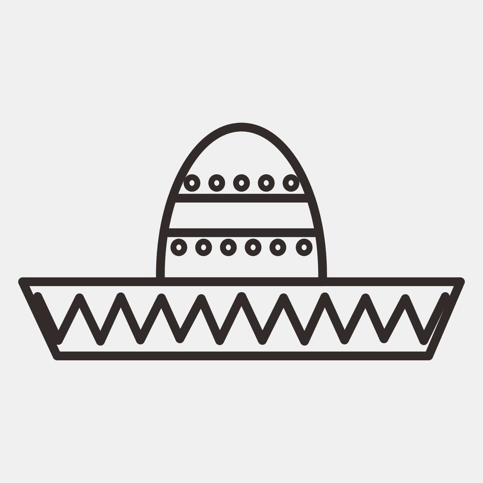 Icon sombrero hat. Day of the dead celebration elements. Icons in line style. Good for prints, posters, logo, party decoration, greeting card, etc. vector