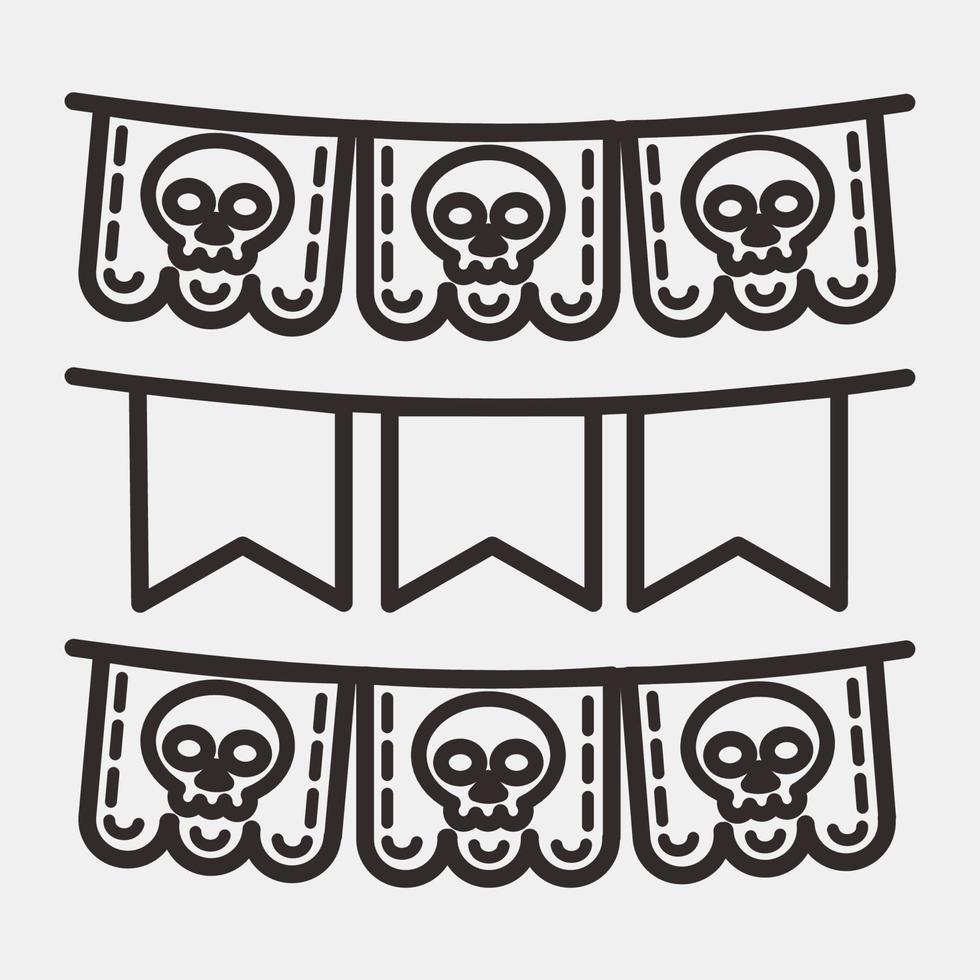 Icon paper craft. Day of the dead celebration elements. Icons in line style. Good for prints, posters, logo, party decoration, greeting card, etc. vector
