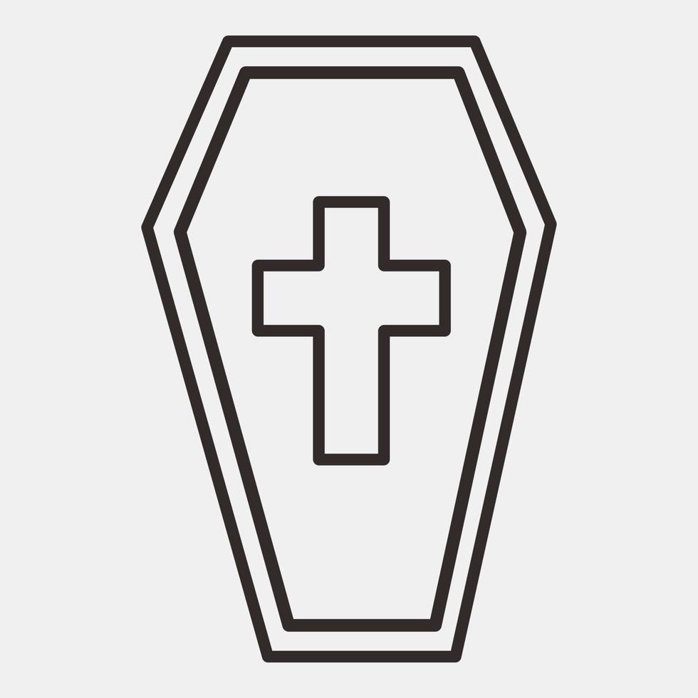 Icon coffin. Day of the dead celebration elements. Icons in line style. Good for prints, posters, logo, party decoration, greeting card, etc. vector
