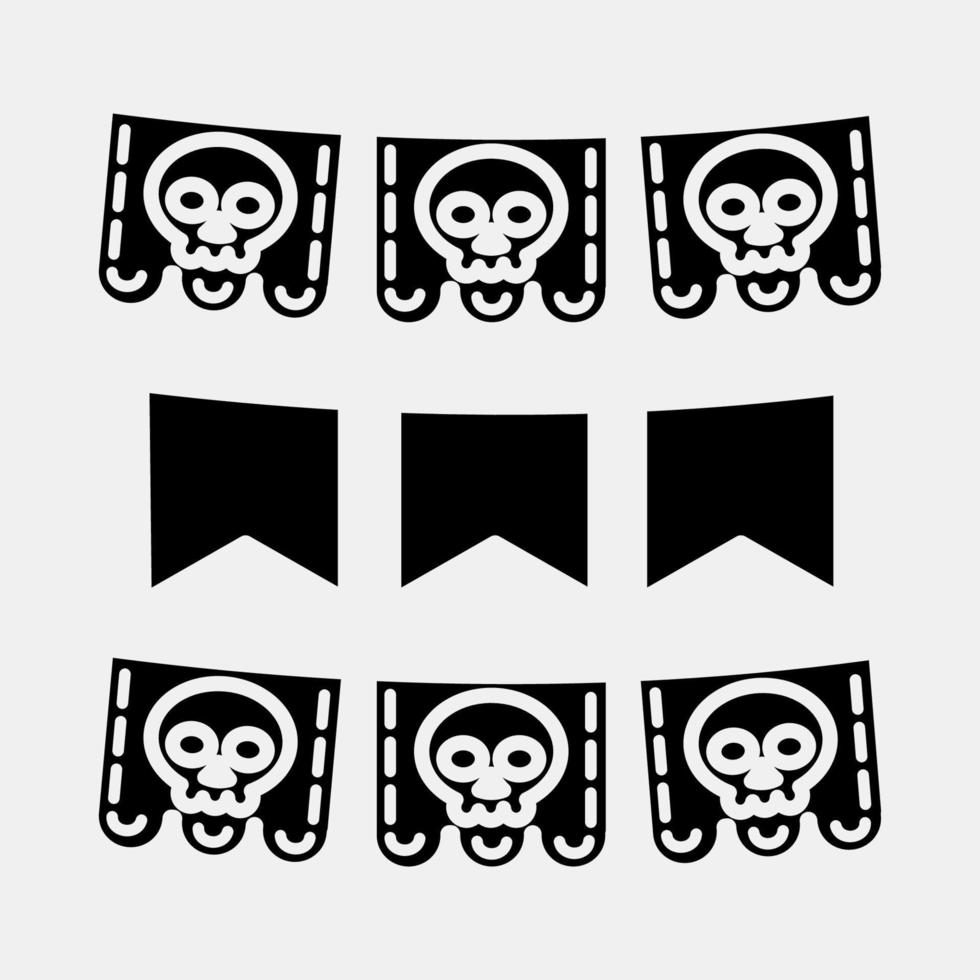 Icon paper craft. Day of the dead celebration elements. Icons in glyph style. Good for prints, posters, logo, party decoration, greeting card, etc. vector