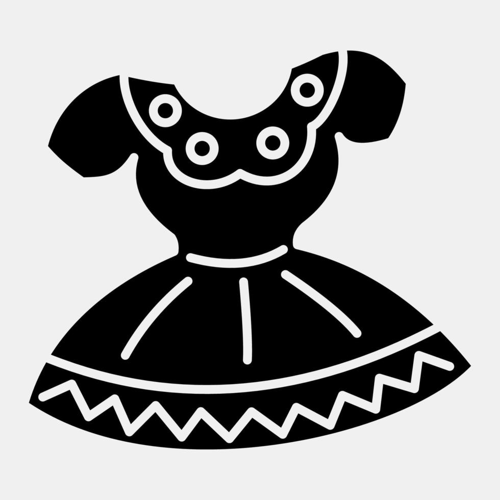 vestido mexicano icono. elementos de celebración del día de los muertos. iconos en estilo glifo. bueno para impresiones, carteles, logotipos, decoración de fiestas, tarjetas de felicitación, etc. vector