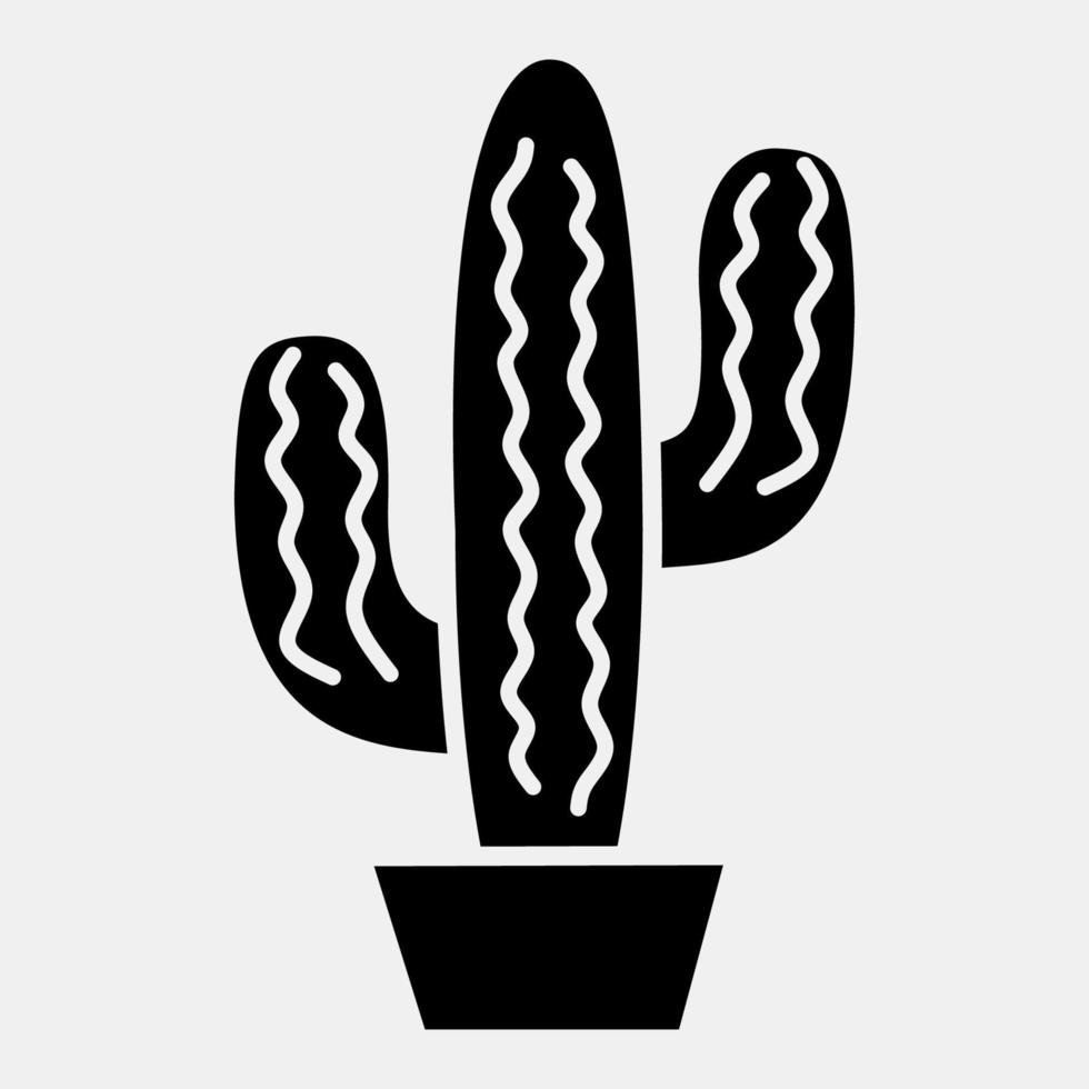 icono de cactus. elementos de celebración del día de los muertos. iconos en estilo glifo. bueno para impresiones, carteles, logotipos, decoración de fiestas, tarjetas de felicitación, etc. vector
