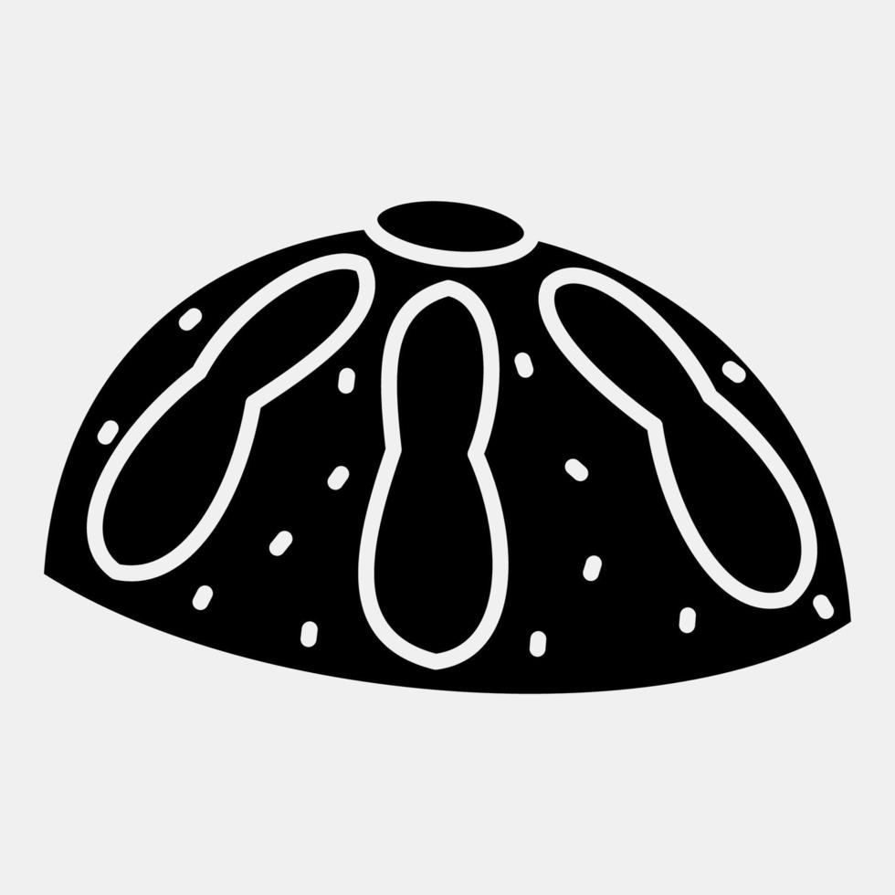 icono pan de muerto. elementos de celebración del día de los muertos. iconos en estilo glifo. bueno para impresiones, carteles, logotipos, decoración de fiestas, tarjetas de felicitación, etc. vector