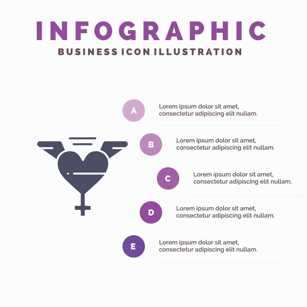Heart Wings Love Infographics Presentation Template 5 Steps Presentation vector