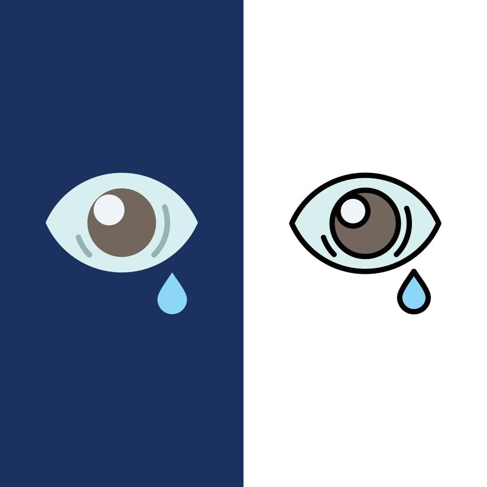 Eye Droop Eye Sad  Icons Flat and Line Filled Icon Set Vector Blue Background