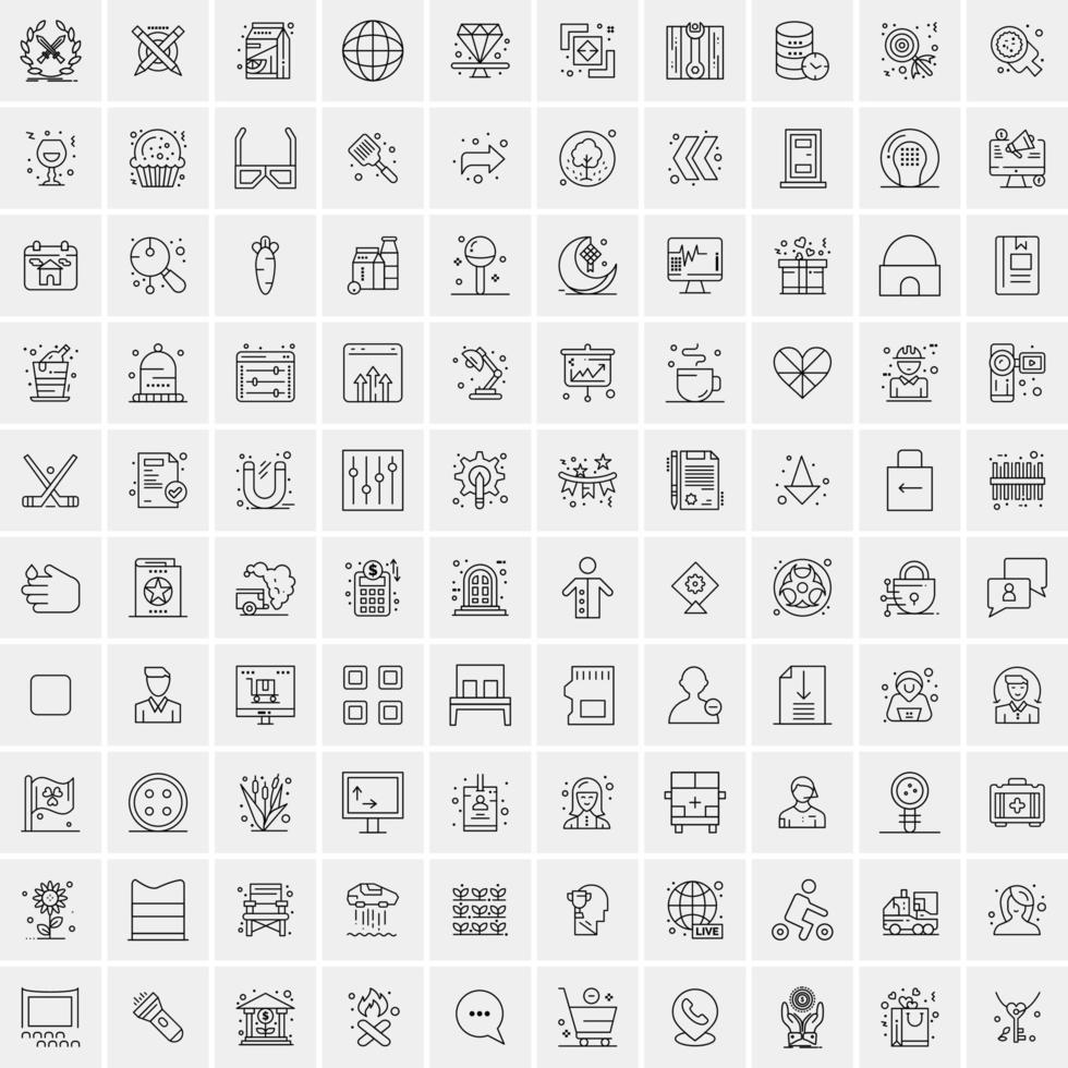 Set of 100 Creative Business Line Icons vector