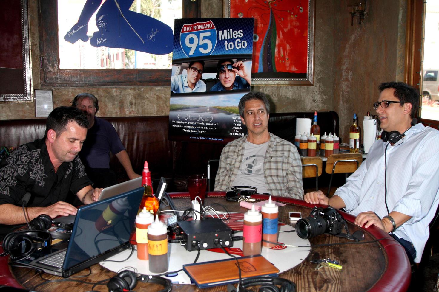 LOS ANGELES - MAY 31 - Dan Dunn, Ray Romano, Tom Caltabiano celebrating the DVD release of 95 Miles to Go at Baby Blues BBQ Resturant on May 31, 2012 in Hollywood, CA photo