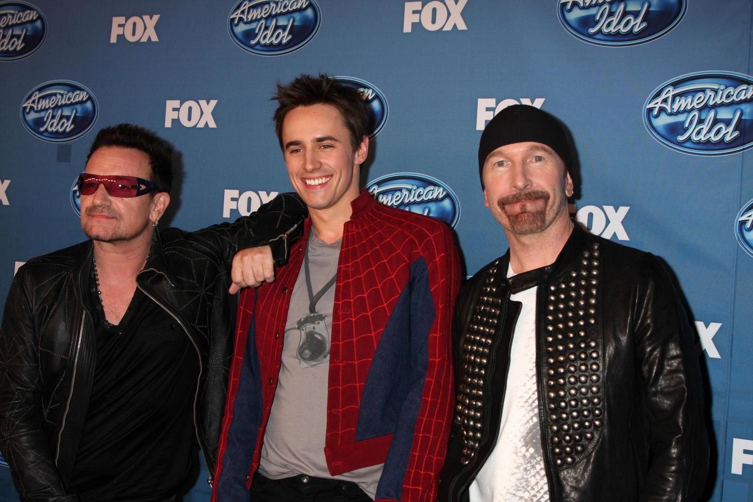 LOS ANGELES - MAY 25 - Bono, Reeve Carney, The Edge
 in the 2011 American Idol FInale Press Room at Nokia at LA Live on May 25, 2011 in Los Angeles, CA photo