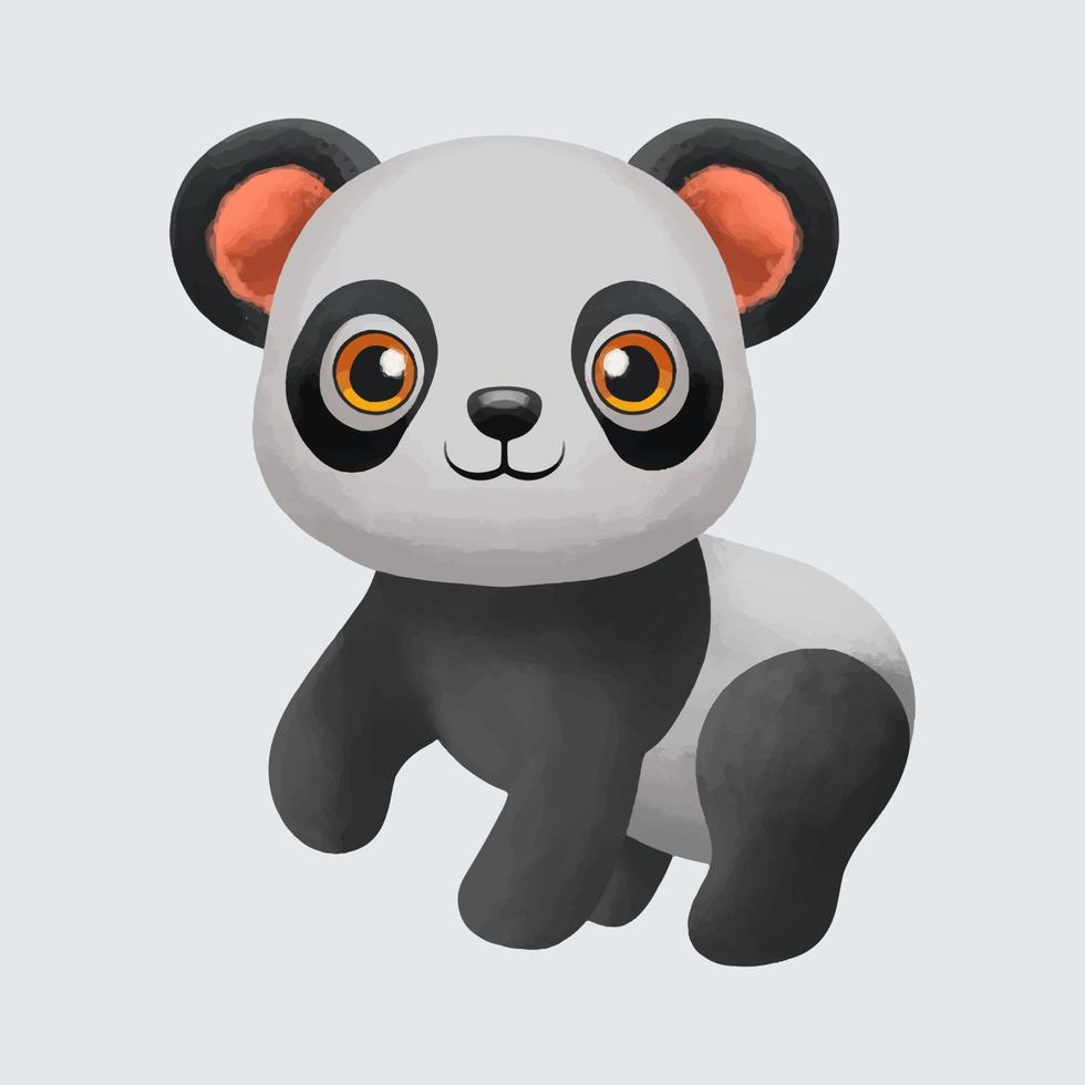 caricatura, lindo, panda, acuarela, estilo, aislado, blanco, plano de fondo vector