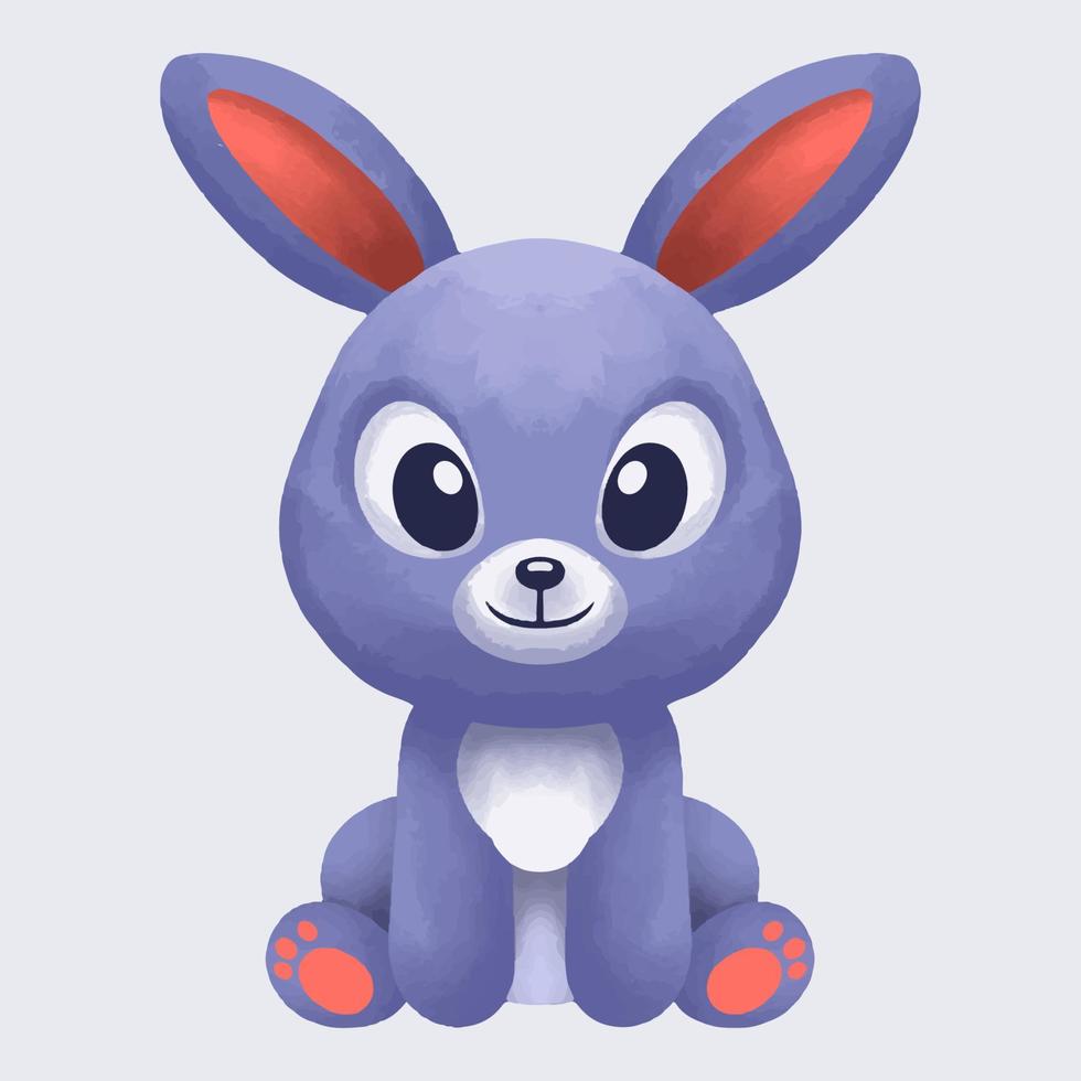 Cartoon cute rabbit watercolor style with blank space isolated on white background vector