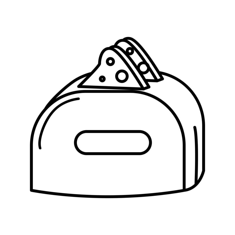 Toaster with bread in hand drawn doodle style. Breakfast time. Vector illustration.
