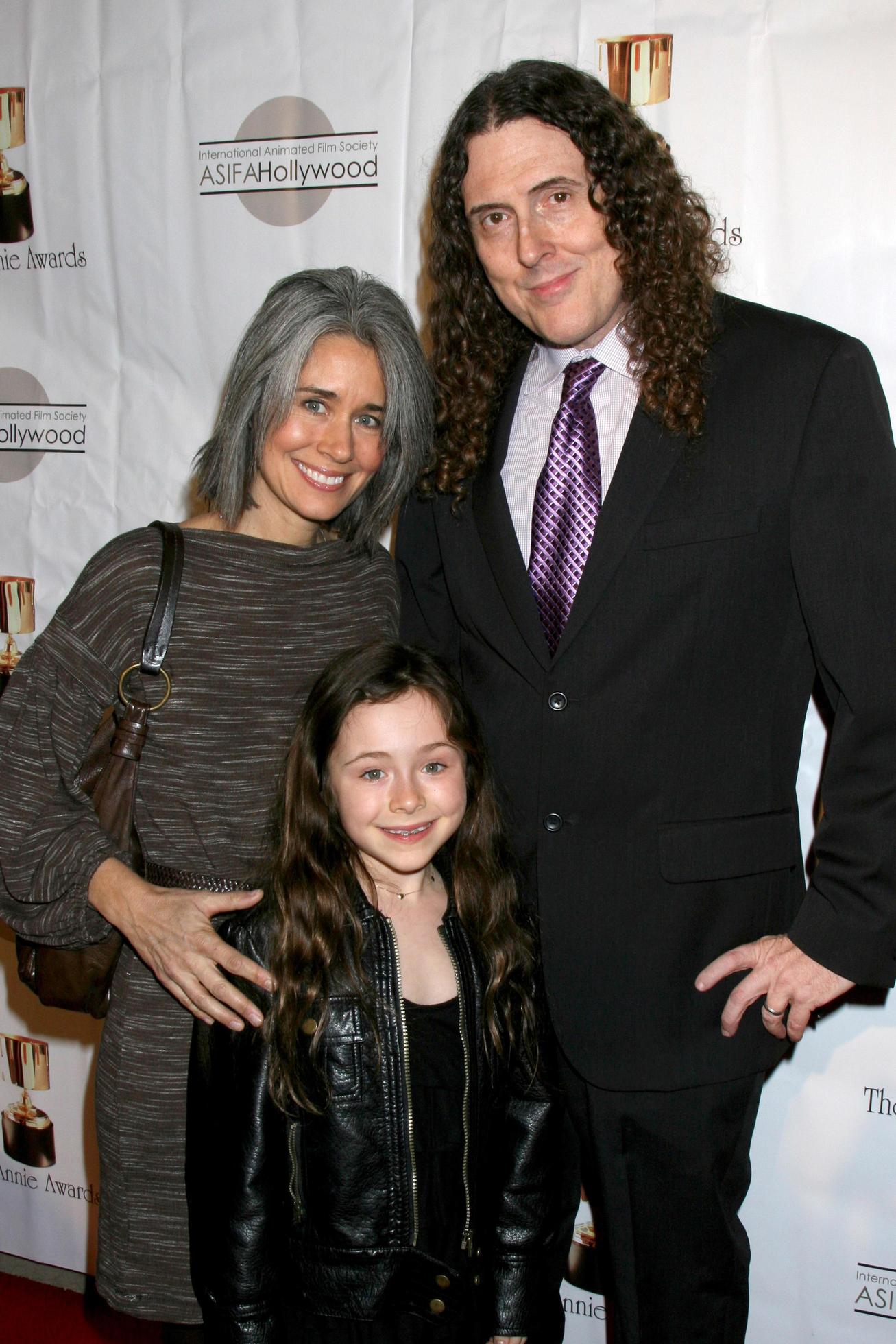 LOS ANGELES - FEB 4 - Weird Al Yankovic, wife, daughter arrives at the 39th Annual Annie Awards