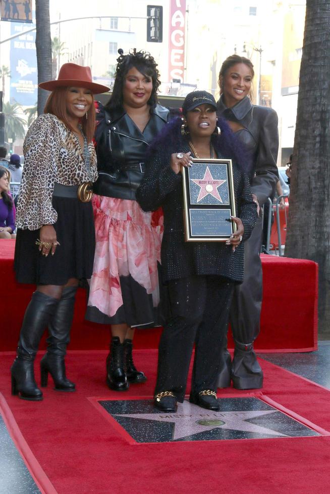 LOS ANGELES - NOV 8 - Mona Scott-Young, Lizzo, Missy Elliott, Ciara at the Missy Elliott Star Ceremony on the Hollywood Walk of Fame on November 8, 2021 in Los Angeles, CA photo