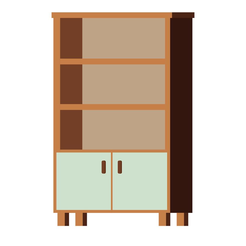 Image of isolated on white background element of furniture - empty office or home cupboard icon, Flat design interior vector illustration.