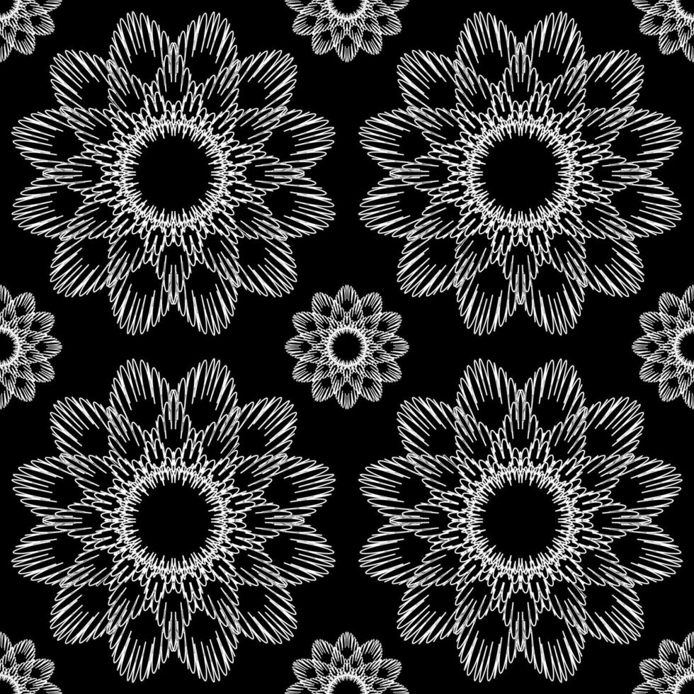 Vector Seamless Ornamental Black And White Pattern Endless Texture.