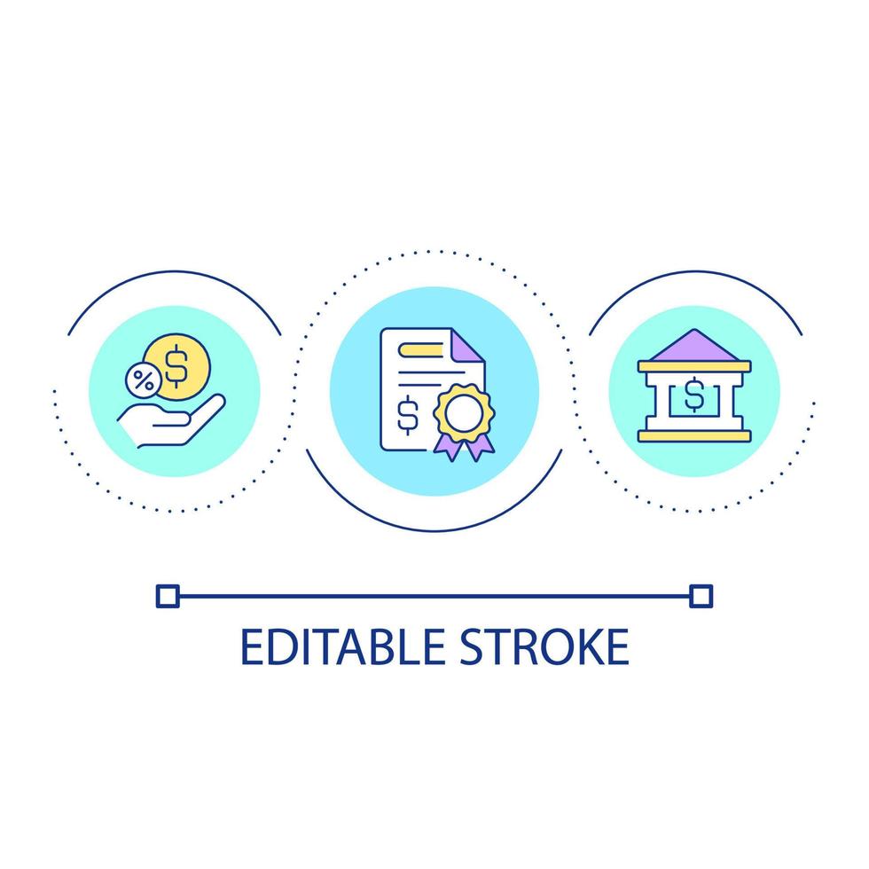 Investment safety guarantee loop concept icon. Financial deal. Profit growth. Business abstract idea thin line illustration. Isolated outline drawing. Editable stroke. vector