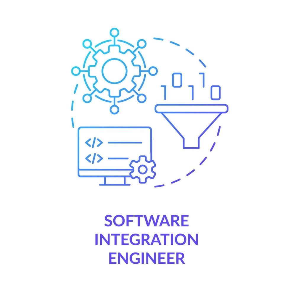 Software integration engineer blue gradient concept icon. Complex systems. Software engineer path abstract idea thin line illustration. Isolated outline drawing. vector
