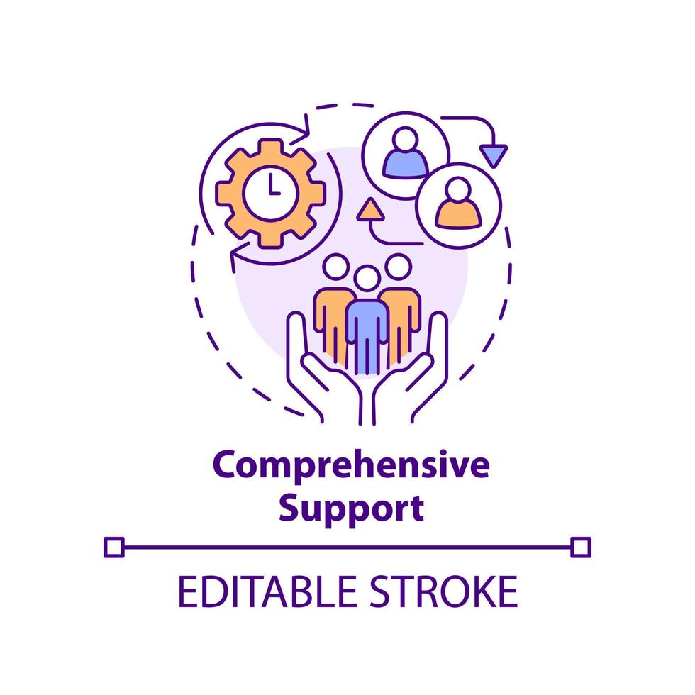 Comprehensive support concept icon. Business coaching platform promotion abstract idea thin line illustration. Isolated outline drawing. Editable stroke. vector