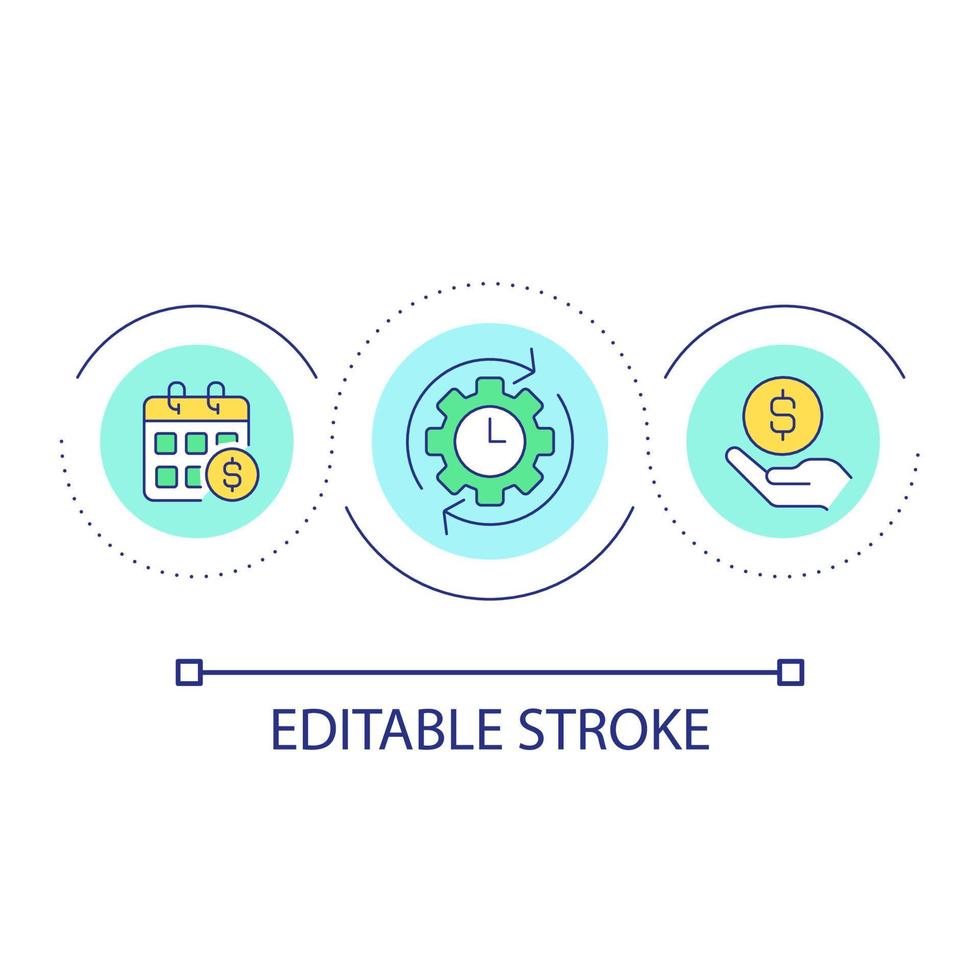 Regular payments loop concept icon. Withdrawings schedule. Earnings and savings system abstract idea thin line illustration. Isolated outline drawing. Editable stroke. vector