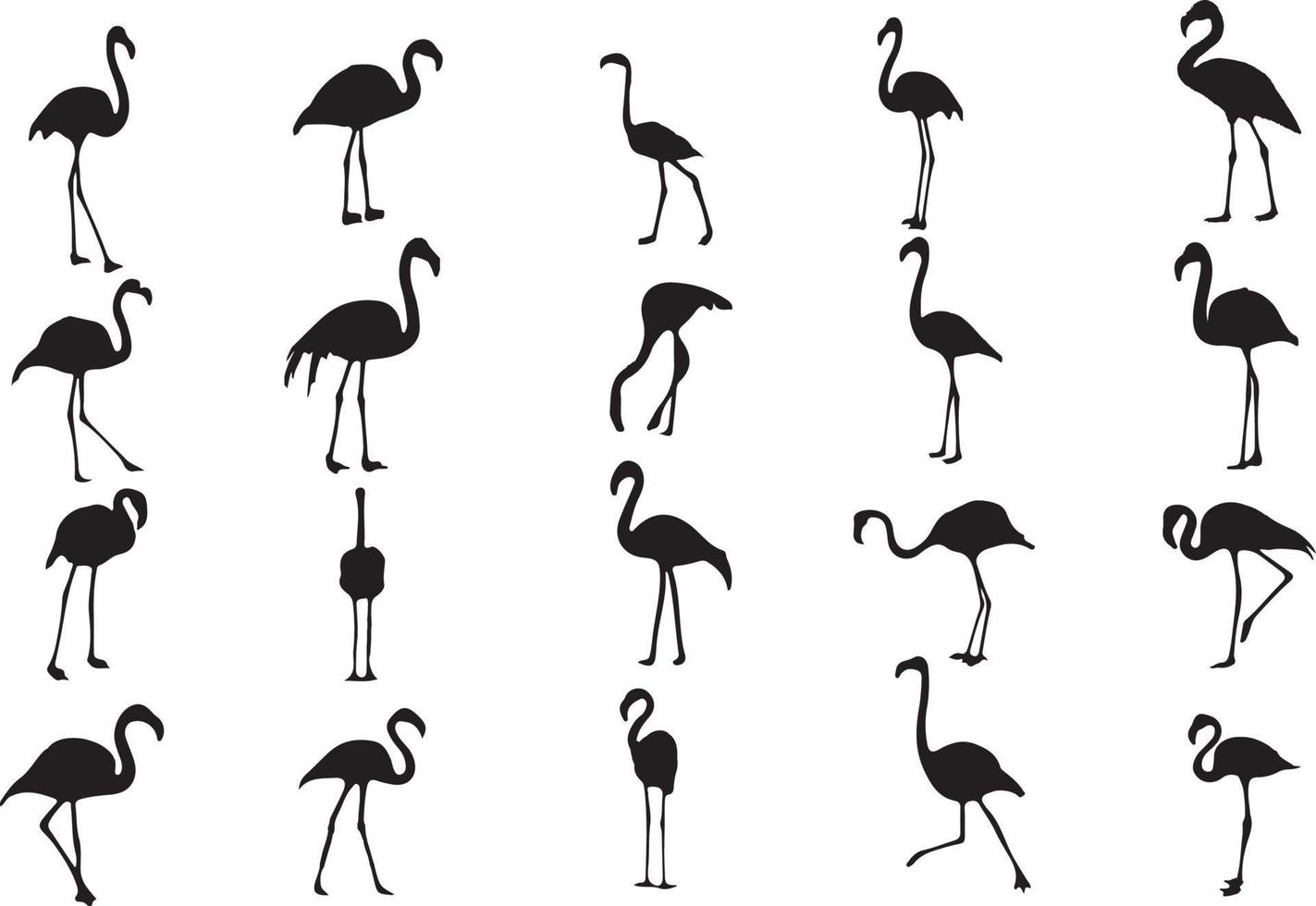 The set of Egret Bird Silhouette collection vector