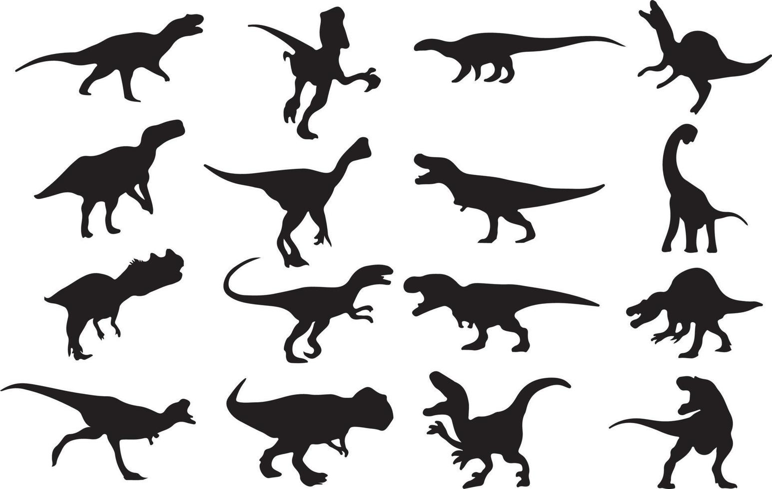 el conjunto de colección de silueta de dinosaurio vector