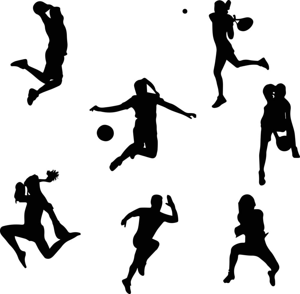 The set of people playing silhouette collection vector